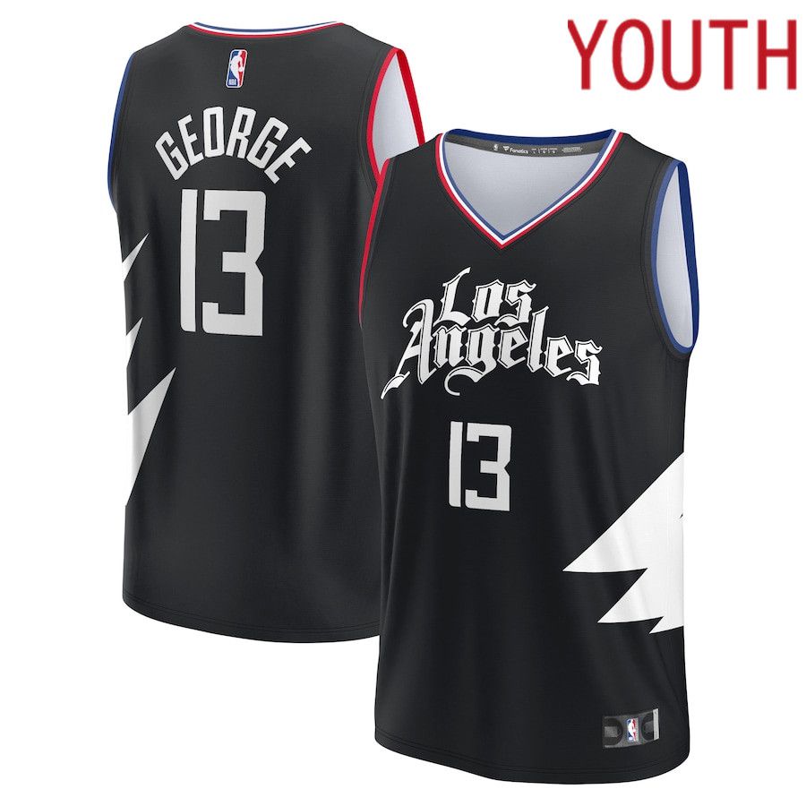 Youth Los Angeles Clippers #13 Paul George Fanatics Branded Black Fast Break Player NBA Jersey